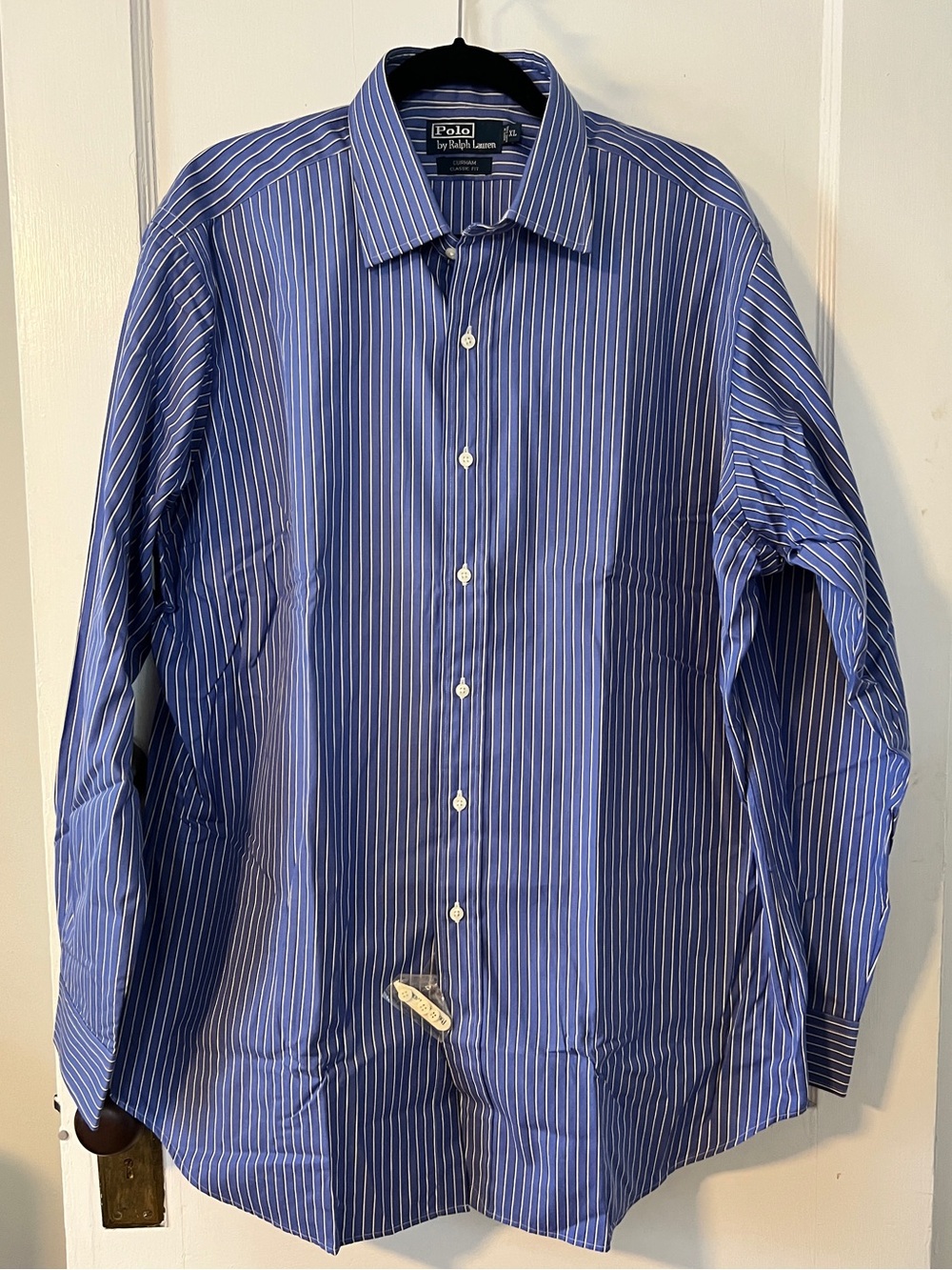 NWT VINTAGE 90’s Polo Ralph Lauren Men XL Blue Stripe Button Down Oversize